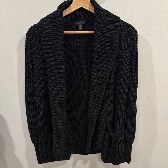J. Crew Women’s Rob Stitch Chunky Open Front Cardigan Cozy Knit Black Size S - Picture 1 of 5